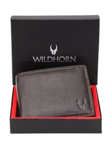 WildHorn Men Brown RFID Protected Genuine Leather Hand-Stitched Solid Two Fold Wallet