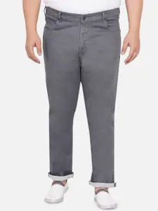 John Pride Plus Size Men Grey Regular Fit Mid-Rise Clean Look Stretchable Jeans