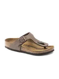 Birkenstock Boys Brown Solid Nubuck Leather Narrow Width Gizeh Sandals