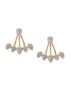 OOMPH Gold-Toned & White Cubic Zirconia Teardrop Shaped Studs