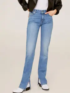 MANGO Women Blue Straight Fit Mid-Rise Clean Look Jeans