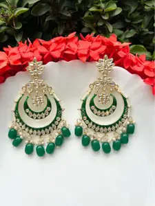 LAIDA Green & Gold-Plated Crescent Shaped Chandbalis