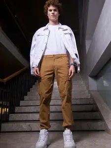 The Indian Garage Co Men Slim Fit Solid Cargos Joggers