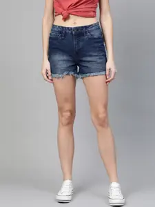The Roadster Lifestyle Co. Women Frayed Denim Shorts