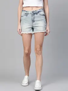 Roadster Women Blue Washed Regular Fit Denim Shorts