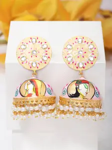 Peora Pink & Gold-Plated Dome Shaped Jhumkas