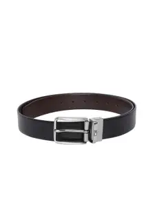 Tommy Hilfiger Men Black & Brown Textured Reversible Belt