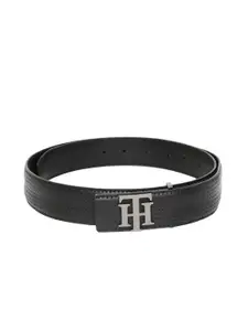 Tommy Hilfiger Men Black Textured Leather Belt