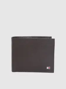 Tommy Hilfiger Men Brown Solid Genuine Leather Two Fold Wallet