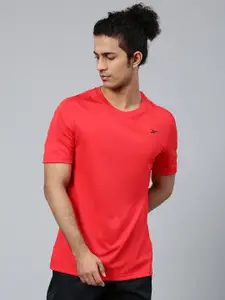 Reebok Men Coral Red Solid Training Comm Tech T-Shirt