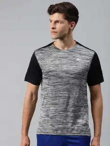 Reebok Men Black & Grey Slim Fit Training Tech T-shirt with Grindle Effect