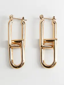 MANGO Gold-Toned Geometric Drop Earrings