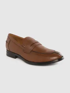 Geox Men Brown Solid Leather Formal Slip-Ons
