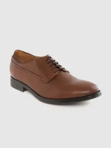 Geox Men Brown Solid Leather Formal Derbys
