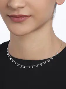 GIVA 925 Sterling Silver Rhodium Plated Silver Queens Necklace