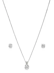 GIVA 925 Sterling Silver Rhodium Plated Classic Zircon Set With Pendant & Earrings