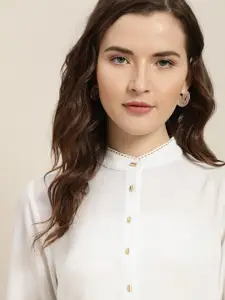 her by invictus Women White Stretchable Casual Shirt