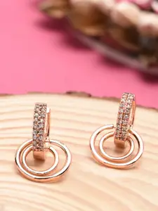 Zaveri Pearls Rose Gold Plated Circular Drop Earrings