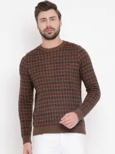 Antony Morato Men Camel Brown & Black Checked Pullover Sweater