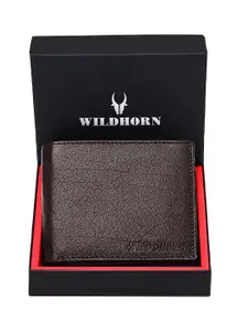 WildHorn Men Brown Solid RFID Protected Genuine Leather Two Fold Wallet