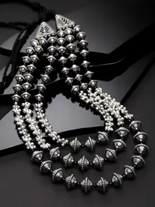 PANASH Silver-Plated Oxidised Necklace