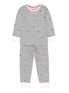 mothercare Girls Off-White & Black Striped Night suit