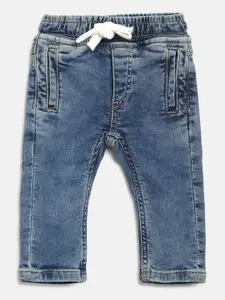 United Colors of Benetton Boys Navy Blue Regular Fit Faded Denim Trousers