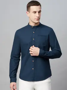 BEAT LONDON by PEPE JEANS Men Navy Blue Slim Fit Solid Casual Shirt