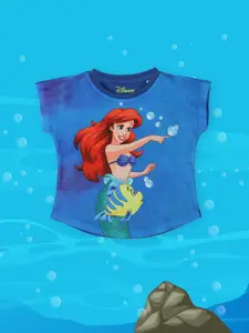 YK Disney Girls Blue Princess Ariel Print T-shirt