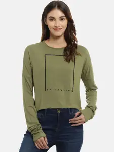 Campus Sutra Women Green Printed Top
