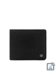 Eske Men Black Leather Textured Two Fold Wallet