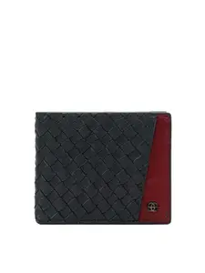 Eske Men Blue Leather Textured Two Fold Wallet