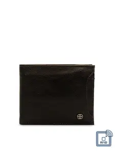 Eske Men Brown Solid Two Fold Leather Wallet