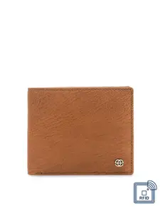 Eske Men Tan Solid Two Fold Wallet