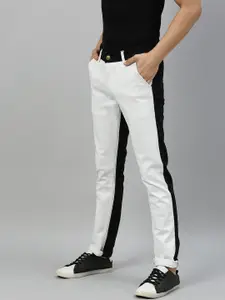 Urbano Fashion Men White & Black Colourblocked Slim Fit Mid-Rise Clean Look Jeans