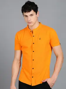 Urbano Fashion Men Yellow Slim Fit Solid Knitted Casual Shirt