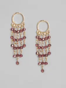 justpeachy Pink & Gold-Plated Circular Drop Earrings