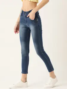 urSense Women Blue Slim Fit High-Rise Light Fade Stretchable Jeans