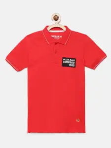 Killer Boys Red Solid Polo Collar T-shirt