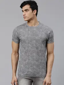 BEAT LONDON by PEPE JEANS Men Grey Slim Fit Printed Round Neck T-shirt