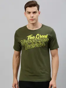 Wildcraft Men Olive Green Printed Round Neck T-shirt