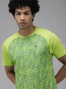 Wildcraft Men Lime Green Abstract Print Brand Logo Slim Fit T-shirt