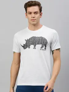 Wildcraft Men Grey Melange Printed Round Neck Pure Cotton T-shirt
