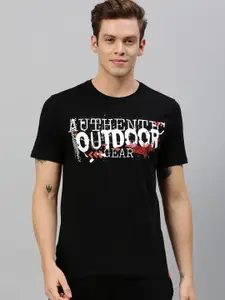 Wildcraft Men Black Printed Round Neck Pure Cotton T-shirt