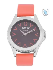 Helix Women Grey & Pink Leather Analogue Watch TW035HL09