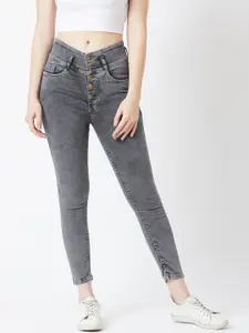 The Dry State Women Grey Slim Fit High-Rise Clean Look Jeans