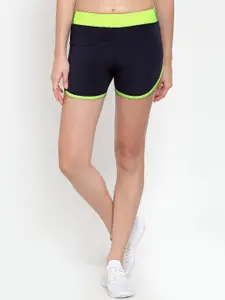 Boston Club Women Navy Blue Solid Skinny Fit Sports Shorts