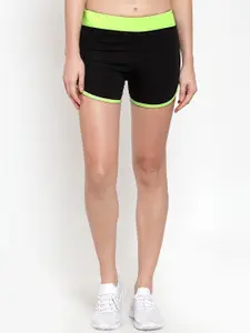 Boston Club Women Black Solid Skinny Fit Gym Shorts