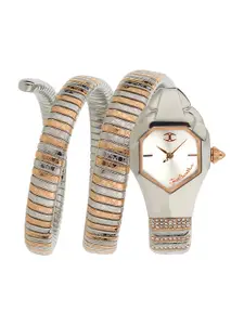 Just Cavalli Women Silver-Toned & Bronze-Toned Analogue Watch JC1L112M0055