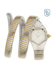 Just Cavalli Women Silver-Toned & Gold-Toned Analogue Watch JC1L112M0045